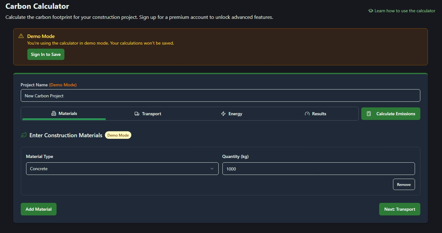 Carbon Calculator Preview